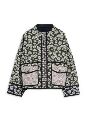 Weekend Max Mara Womens Floral Patchwork Quilted Button Up Arizia Jacket Size 8